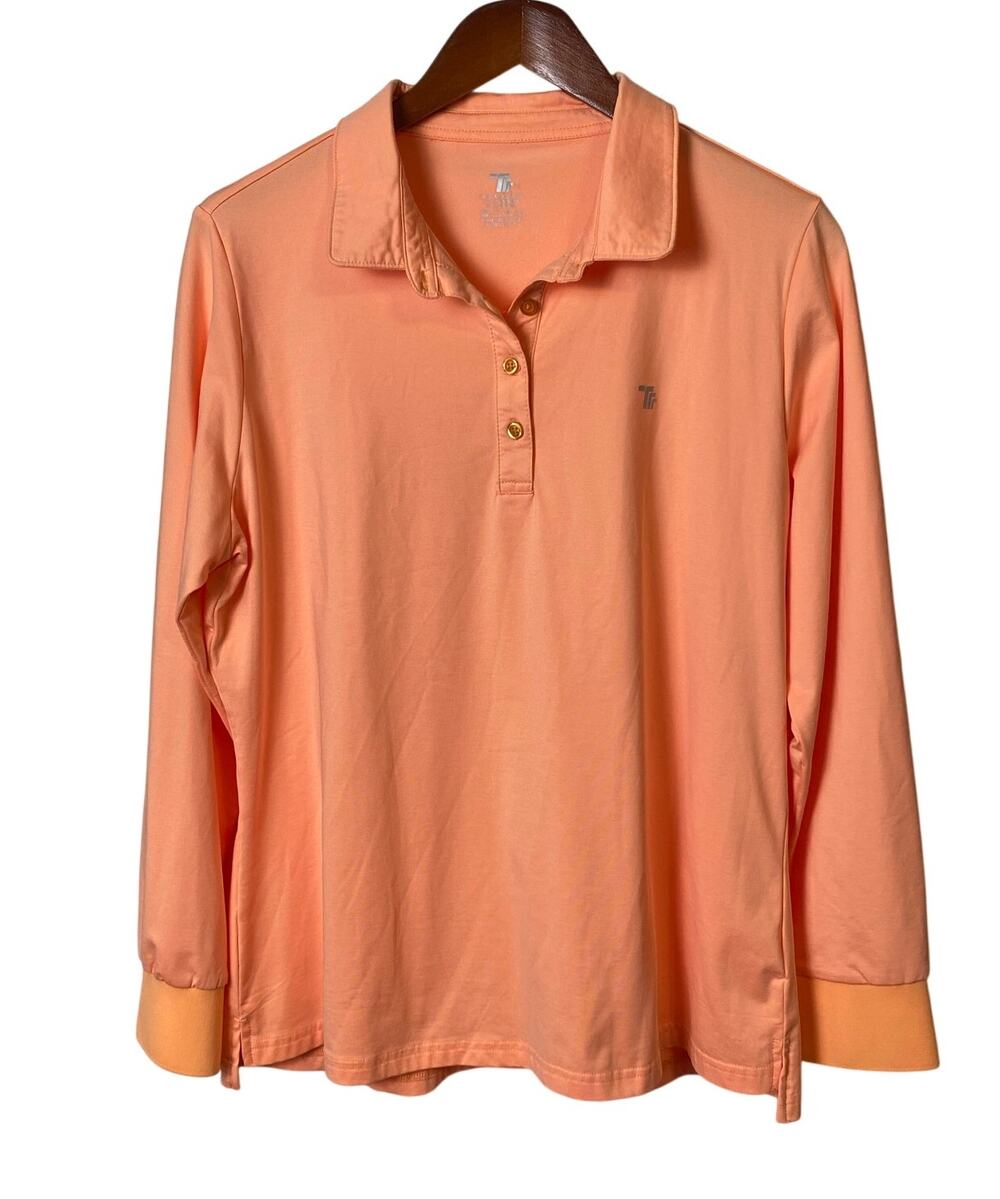 Trr Women's Orange Long Sleeve Polo Golf Shirt Size X-Large